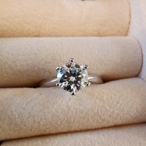 1 Carat diamond Solitaire Moissanite 925 Silver Engagement Ring Sz 6.5